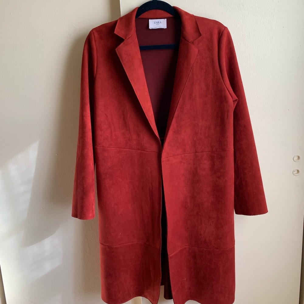 Red Suede Long Coat